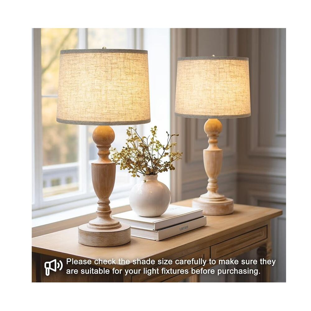 Set of 2, Drum Lampshades Linen 11.6" x 12.6" x 9.8”